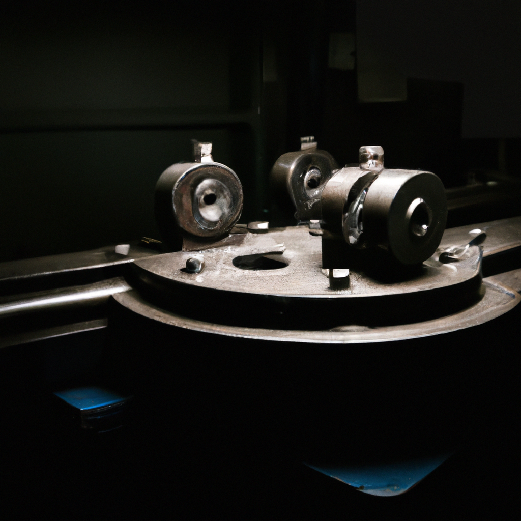 Dettaglio sala macchine con allineamento asse e giunti, strumenti di precisione, alta definizione